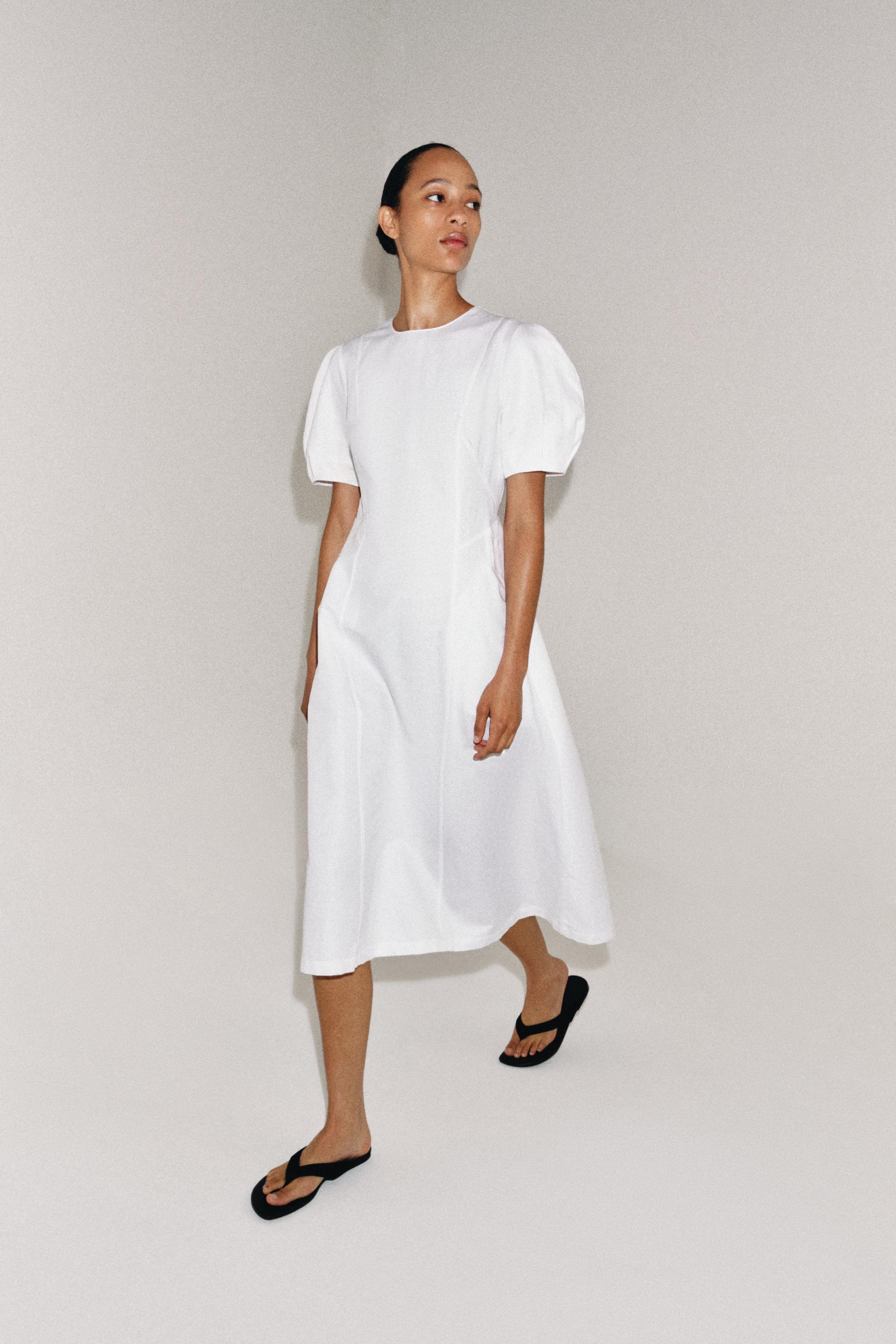 ZW COLLECTION LINEN BLEND MIDI DRESS